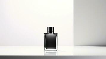 Perfume bottle mockup on white background. Generative AI photo