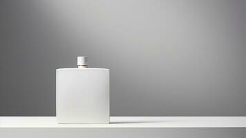 Perfume bottle mockup on white background. Generative AI photo