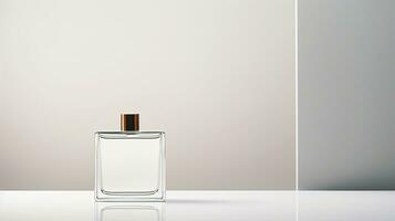 Perfume bottle mockup on white background. Generative AI photo