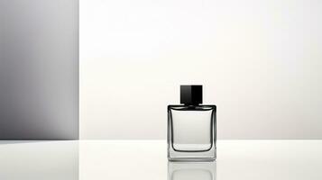 Perfume bottle mockup on white background. Generative AI photo