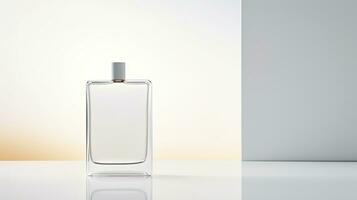 Perfume bottle mockup on white background. Generative AI photo