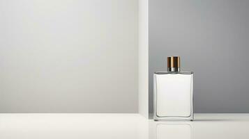 Perfume bottle mockup on white background. Generative AI photo