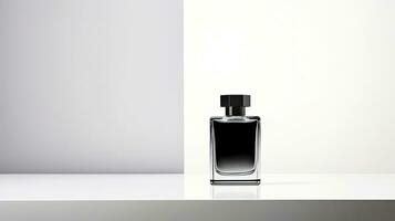 Perfume bottle mockup on white background. Generative AI photo