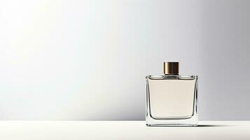 Perfume bottle mockup on white background. Generative AI photo