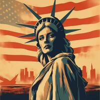 American vintage poster. USA, independence day, flag. AI generated photo