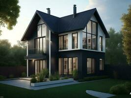 Luxury Duplex house design - AI Generative photo