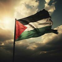 An image of the Palestinian flag. Free Palestine, free Gaza, abstract art, red, green, black. War in the Middle East photo