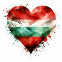 Watercolor heart in Palestinian flag colors, red, green, black photo