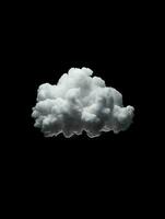 Little tiny realistic cloud solid black background. High quality. AI Generative photo