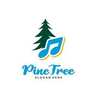 Pine Tree with Note Music logo design vector. Creative Pine Tree logo concepts template vector