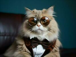 elegante gato en lentes. alto calidad. ai generativo foto