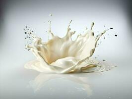 Splash of milk or cream isolated on a white background. High quality. AI Generative photo