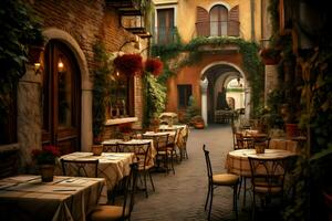 Photo of Italian restaurant. High-resolution. AI Generative