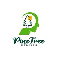 Pine Tree with People logo design vector. Creative Pine Tree logo concepts template vector