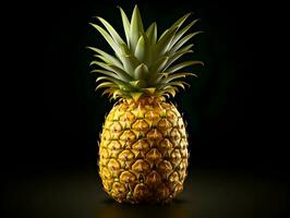 Isolated ananas on the dark background. High quality. AI Generative photo