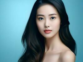 Young Asian beauty woman model long hair with natural make up. High quality. AI Generative photo