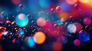 Abstract desktop wallpaper background with flying bubbles. High-resolution. AI Generative photo