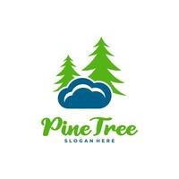 Pine Tree with Cloud logo design vector. Creative Pine Tree logo concepts template vector