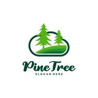 Pine Tree with Cloud logo design vector. Creative Pine Tree logo concepts template vector