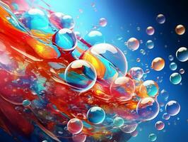 Abstract desktop wallpaper background with flying bubbles. High-resolution. AI Generative photo