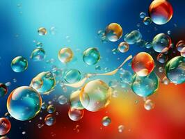 Abstract desktop wallpaper background with flying bubbles. High-resolution. AI Generative photo