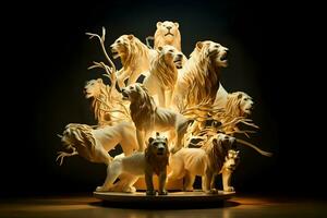 Lamp with lions. High-resolution. AI Generative photo