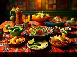 Mexican cuisine on table. High quality. AI Generative photo