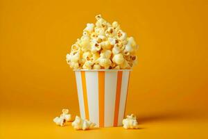 Side view photo of popcorn minimalism. High quality. AI Generative