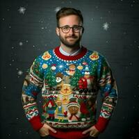 National Ugly Christmas Sweater Day. High-resolution. AI Generative photo