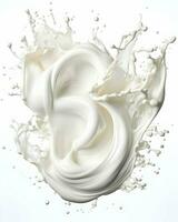 Splash of milk or cream isolated on a white background. High quality. AI Generative photo