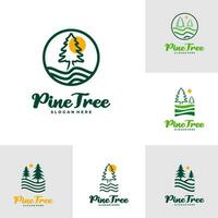 Set of Pine Tree logo design vector. Creative Pine Tree logo concepts template vector