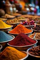 Many Colors of Spices. AI Generated photo