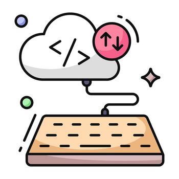 icono de diseño único de codificación en la nube vector