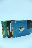 Hard disk drive isolated on a white background. Computer hardware technology. photo