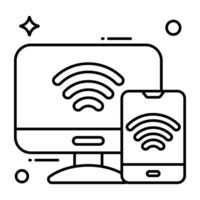 A Linear  design icon of mobile wifi vector