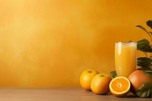 fruit juice on a brown background, AI Generated photo