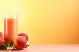 fruit juice on a peach background, AI Generated photo