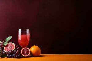 fruit juice on a burgundy background, AI Generated photo