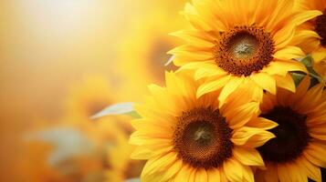 Beautiful sunflowers with blurred background, AI generated photo