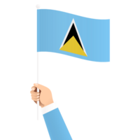 Hand Holding Saint Lucia National Flag Isolated Transparent Simple Illustration png