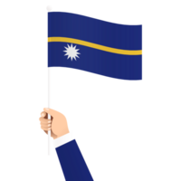 hand innehav nauru nationell flagga isolerat transparent enkel illustration png