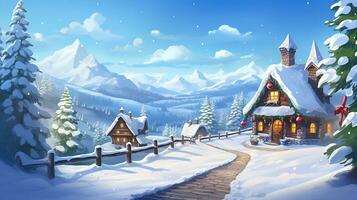 Christmas snow beautiful place house generated by Ai photo