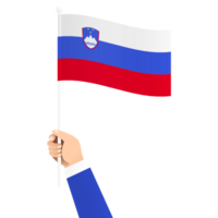 Hand halten Slowenien National Flagge isoliert transparent einfach Illustration png