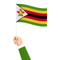 main en portant Zimbabwe nationale drapeau isolé transparent Facile illustration png