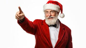 Teacher conducting a New Year lesson in festive attire isolated on a white background photo