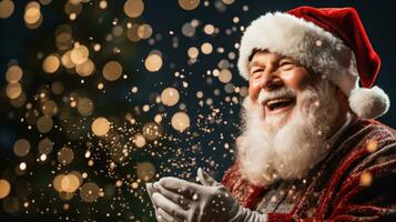 Teacher in holiday attire conducting New Year lesson background with empty space for text photo