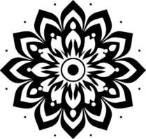 mandala - negro y blanco aislado icono - vector ilustración