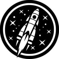 Rocket - Black and White Isolated Icon - Vector illustration