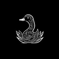 Pato - negro y blanco aislado icono - vector ilustración