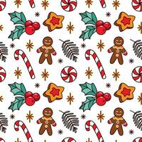 Gingerbread man and others christmas sweets. Seamless pattern. vector